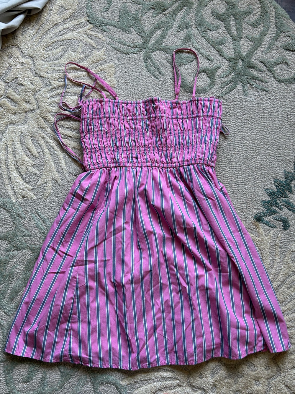 Abercrombie Pink Striped Smocked Sundress
